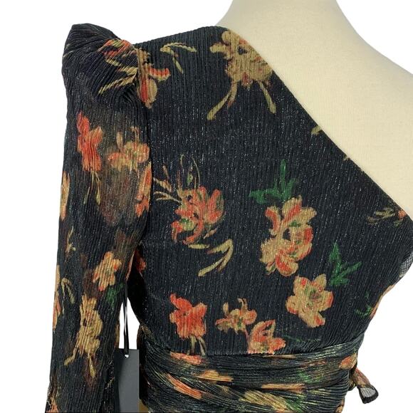 House of Harlow 1960 x Revolve Chiffon One Shoulder Top Women’s XXS Metallic - Picture 4 of 12